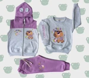 Conjunto Infantil Capibara – Gris con Lila